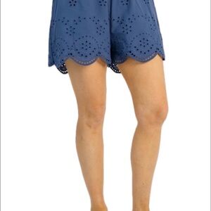 Women's Blue Eyelet Shorts